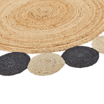 Teppich Jute natürlich / schwarz ø 140 cm Kurzflor zweiseitig VOSTAN