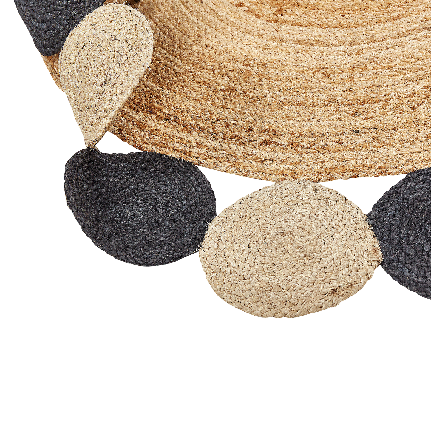 Teppich Jute natürlich / schwarz ø 140 cm Kurzflor zweiseitig VOSTAN