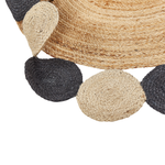 Teppich Jute natürlich / schwarz ø 140 cm Kurzflor zweiseitig VOSTAN