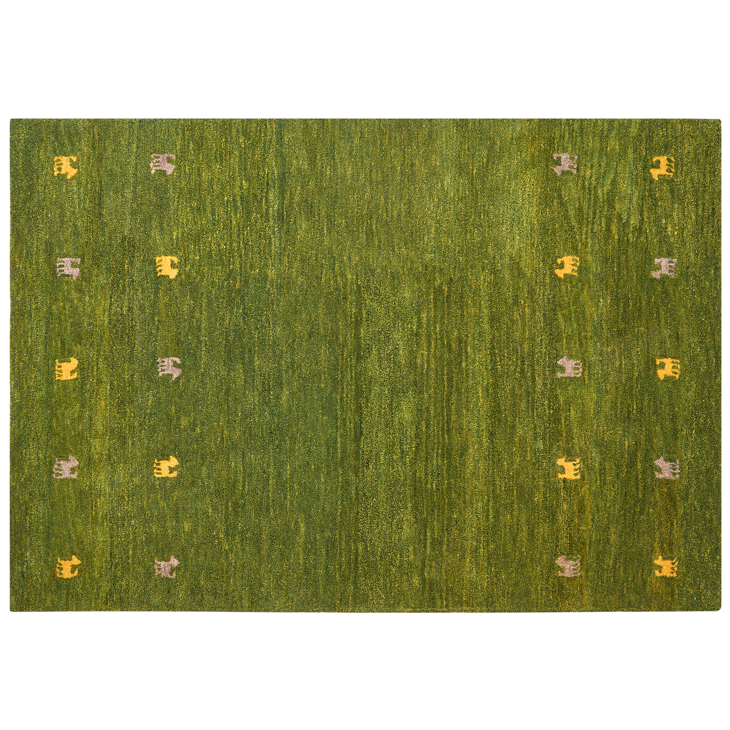 Gabbeh Teppich Wolle grün 160 x 230 cm Tiermuster Hochflor YULAFI