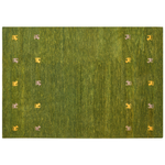 Gabbeh Teppich Wolle grün 160 x 230 cm Tiermuster Hochflor YULAFI