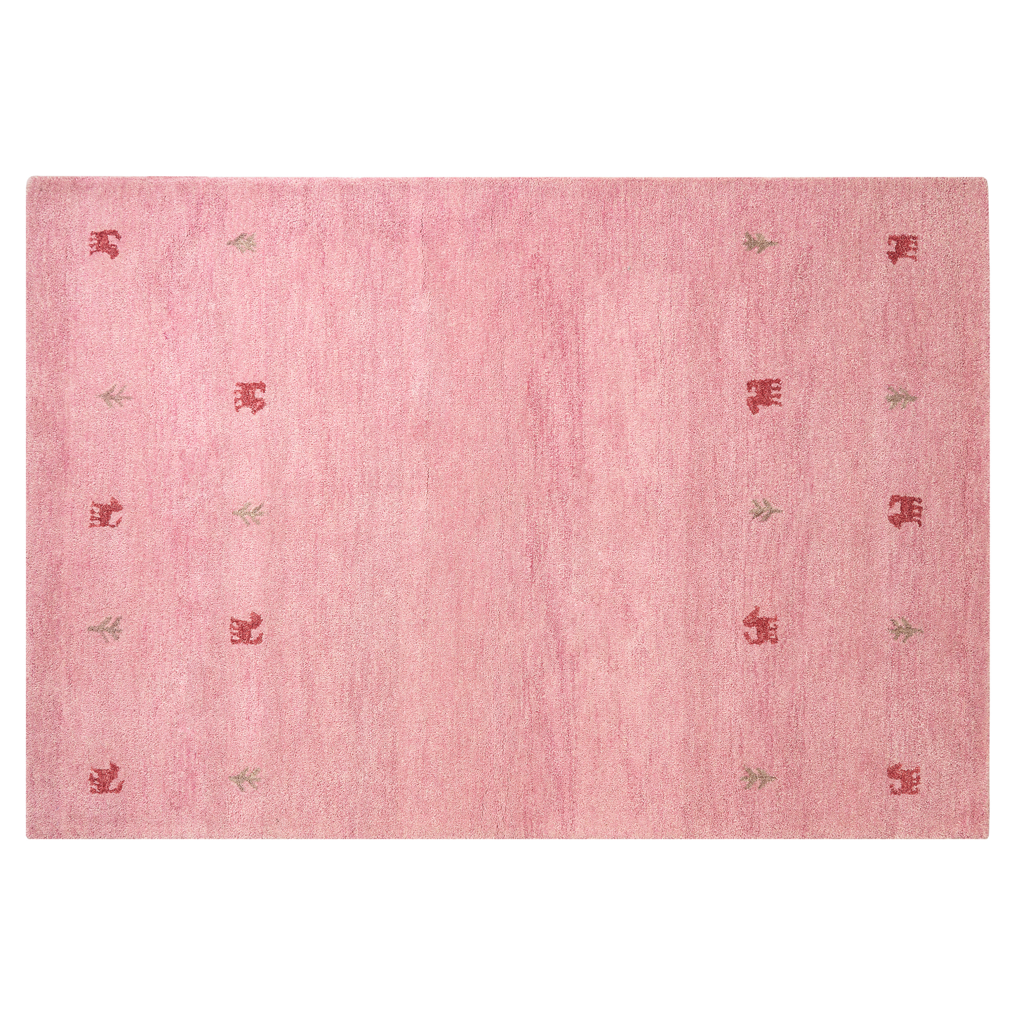 Gabbeh Teppich Wolle rosa 140 x 200 cm Tiermuster Hochflor YULAFI