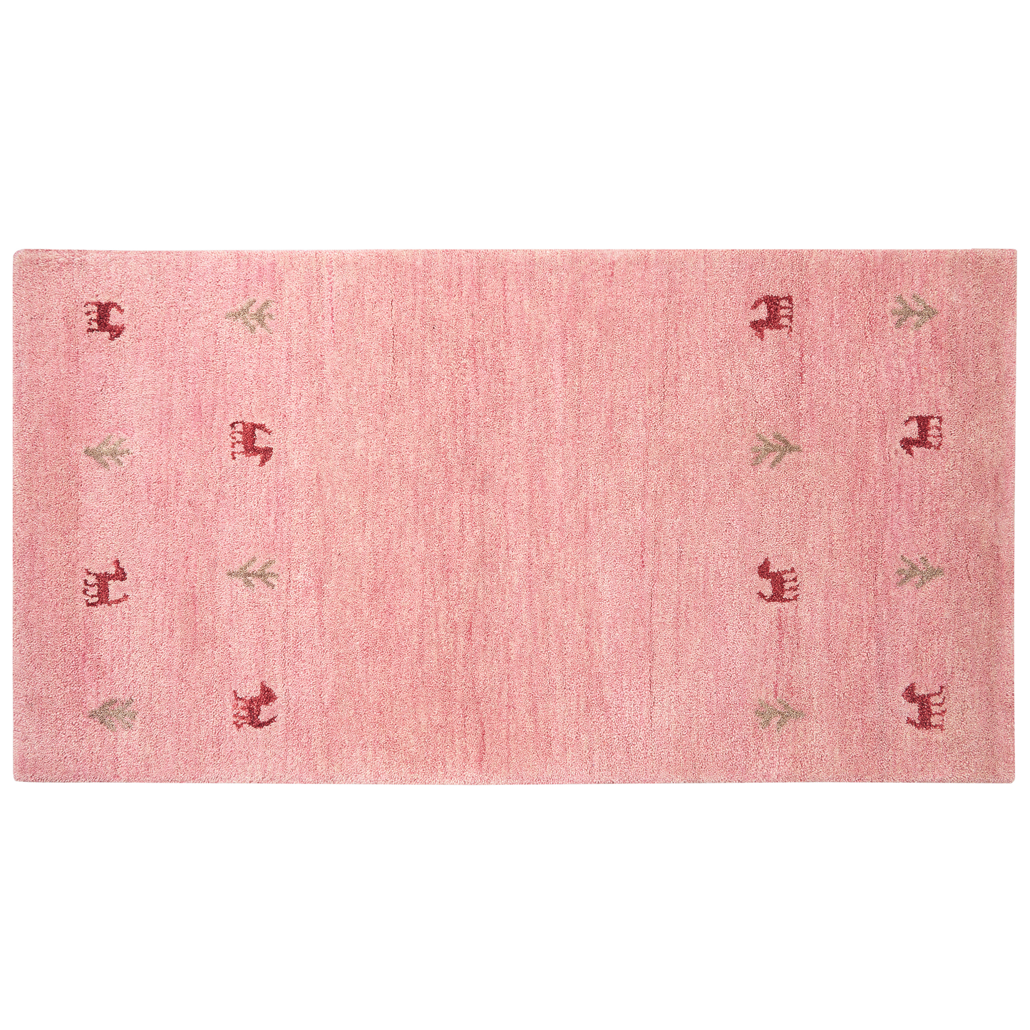 Gabbeh Teppich Wolle rosa 80 x 150 cm Tiermuster Hochflor YULAFI