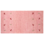 Gabbeh Teppich Wolle rosa 80 x 150 cm Tiermuster Hochflor YULAFI