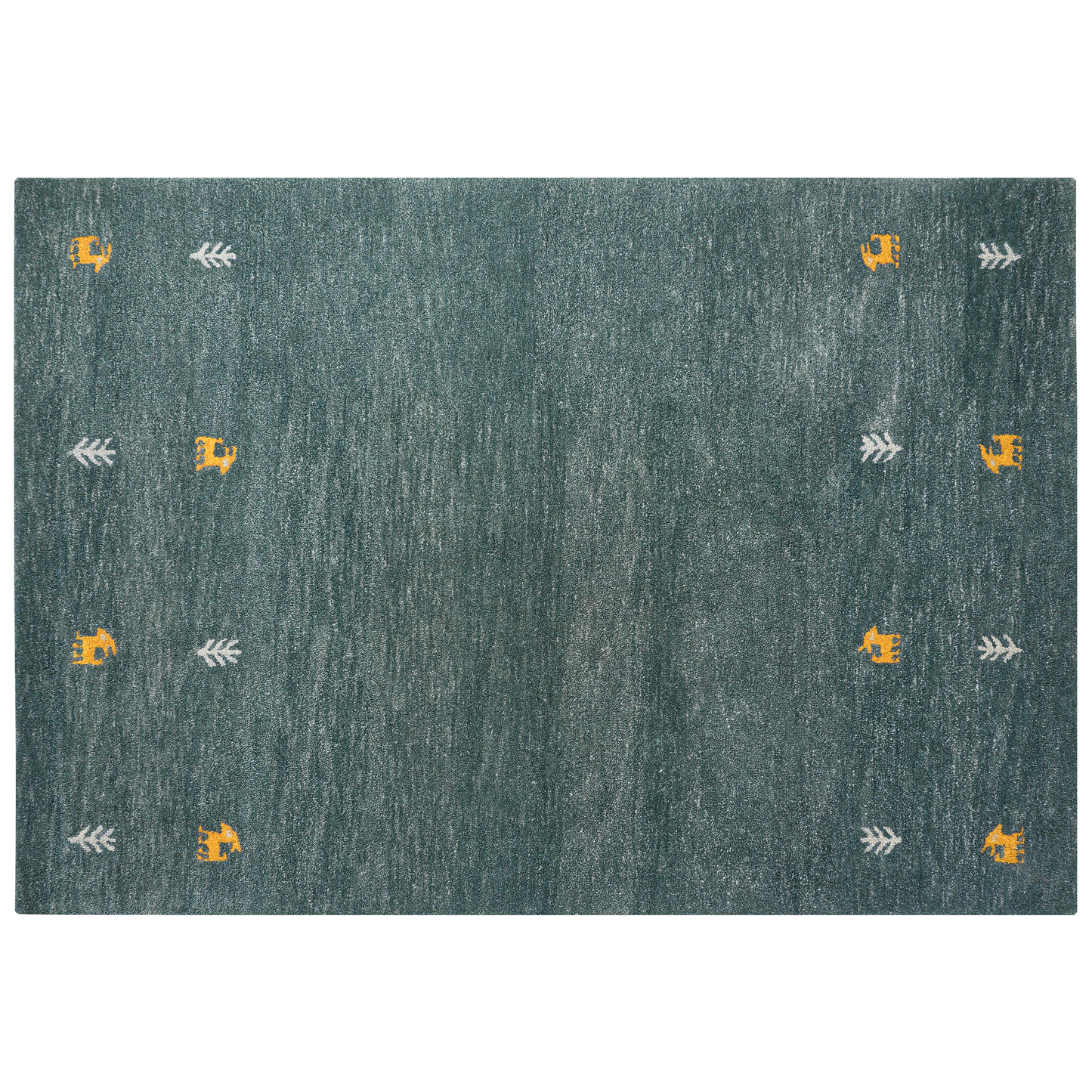 Gabbeh Teppich Wolle grün 160 x 230 cm Kurzflor CALTI
