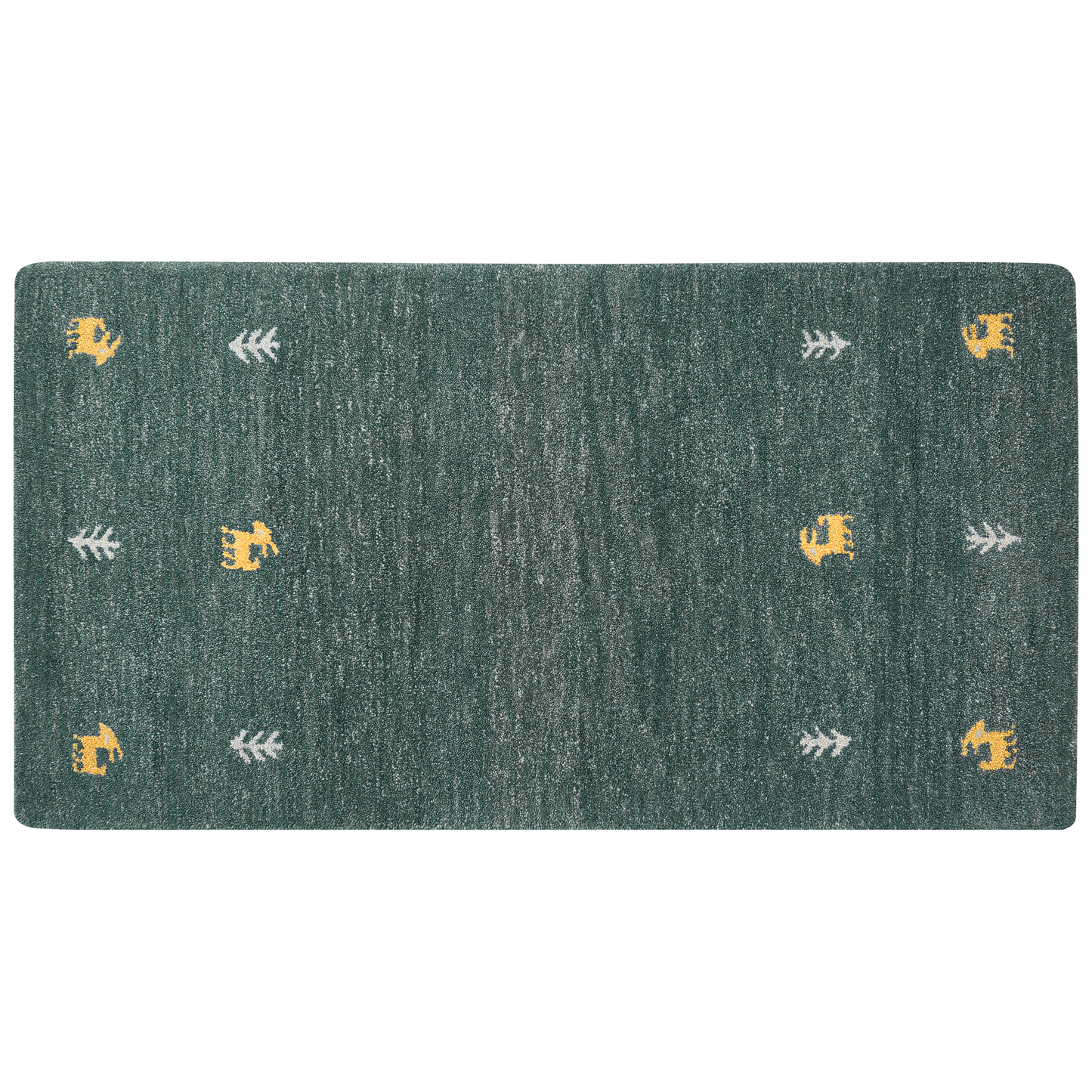 Gabbeh Teppich Wolle grün 80 x 150 cm Kurzflor CALTI