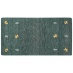 Gabbeh Teppich Wolle grün 80 x 150 cm Kurzflor CALTI