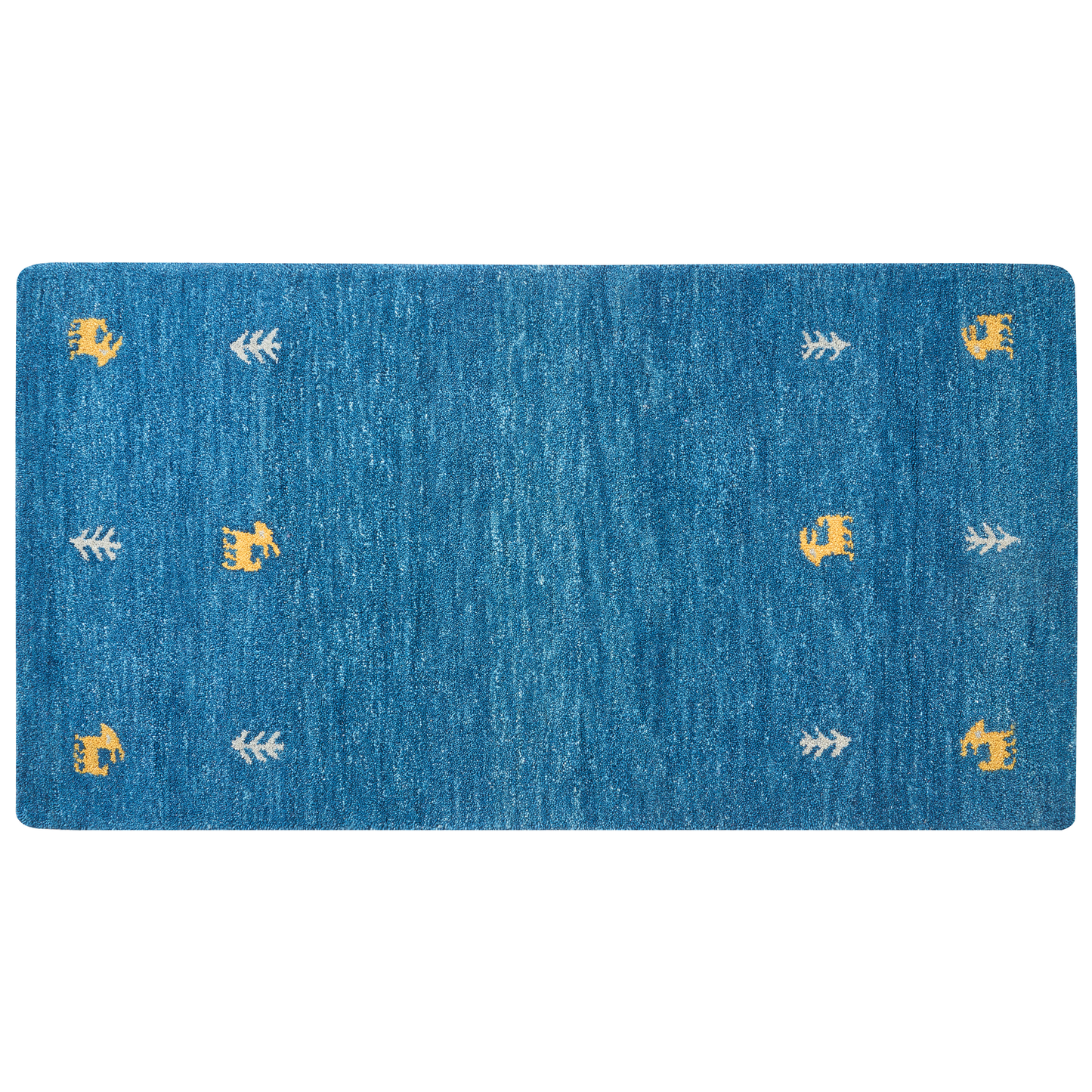 Gabbeh Teppich Wolle blau 80 x 150 cm Kurzflor CALTI