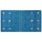 Gabbeh Teppich Wolle blau 80 x 150 cm Kurzflor CALTI