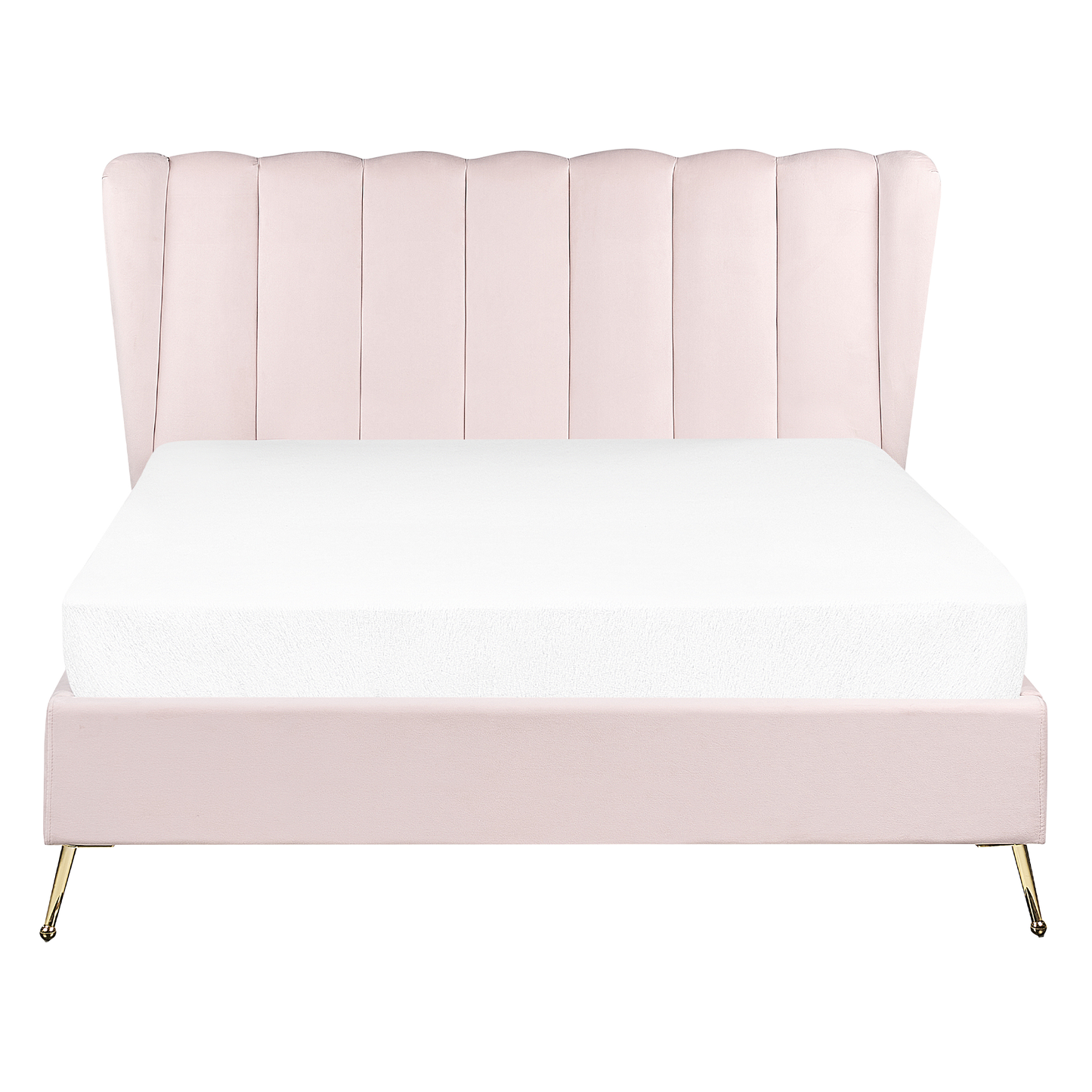 Bett mit Lattenrost Samtstoff MIRIBEL 140 x 200 cm Pastellrosa