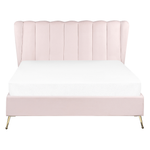 Bett mit Lattenrost Samtstoff MIRIBEL 140 x 200 cm Pastellrosa