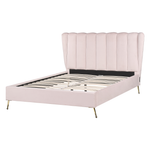 Bett mit Lattenrost Samtstoff MIRIBEL 140 x 200 cm Pastellrosa