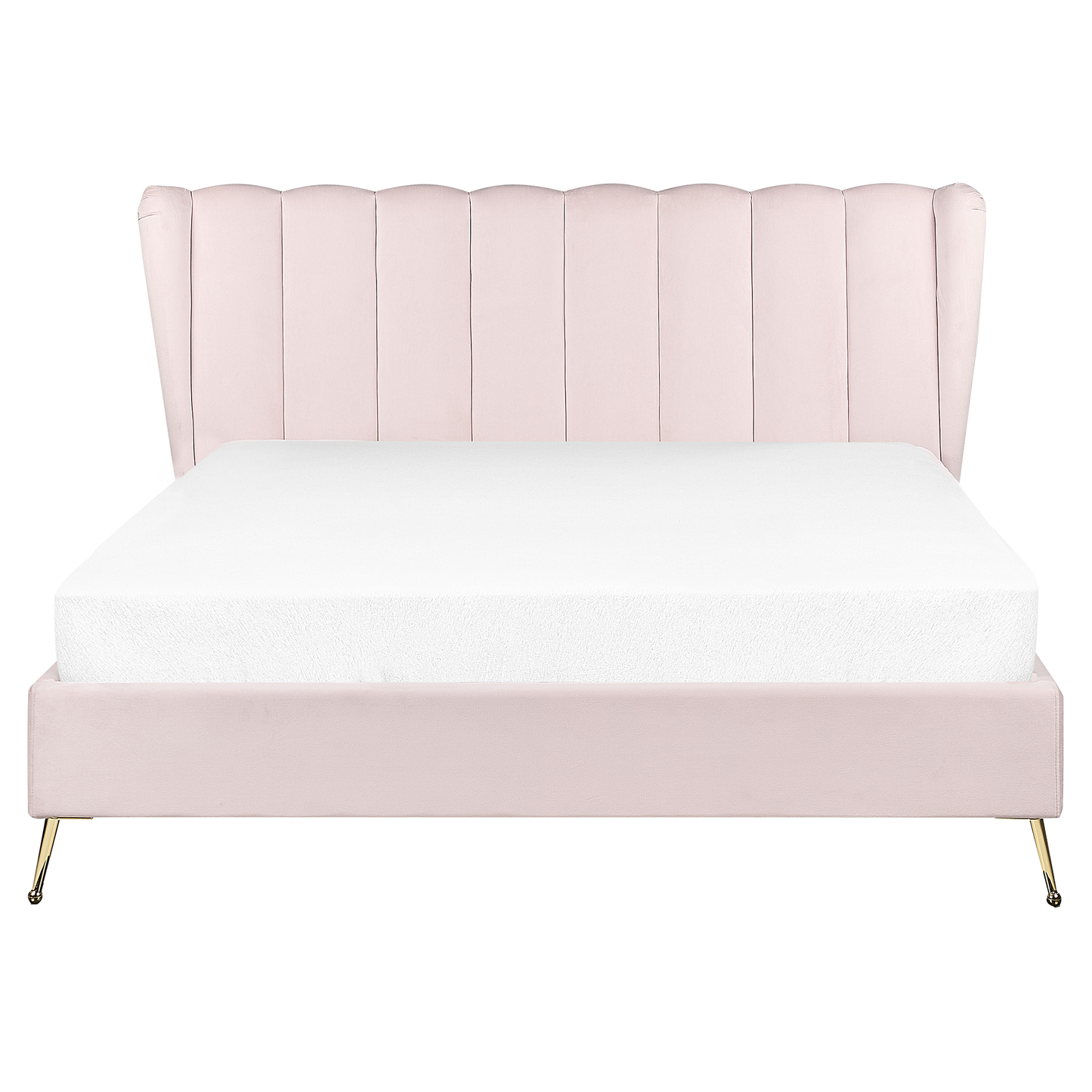 Bett mit Lattenrost Samtstoff MIRIBEL 160 x 200 cm Pastellrosa