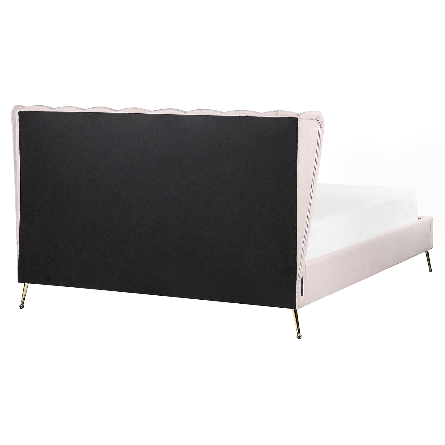 Bett mit Lattenrost Samtstoff MIRIBEL 160 x 200 cm Pastellrosa