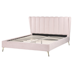 Bett mit Lattenrost Samtstoff MIRIBEL 160 x 200 cm Pastellrosa