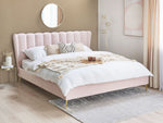 Bett mit Lattenrost Samtstoff MIRIBEL 180 x 200 cm Pastellrosa