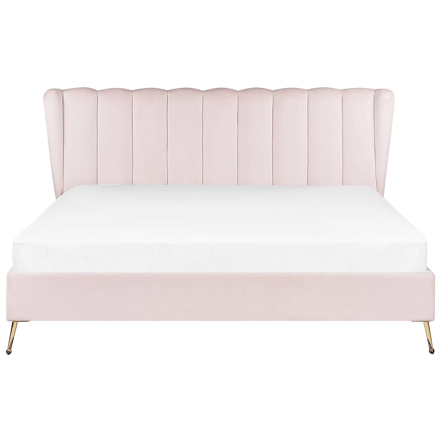 Bett mit Lattenrost Samtstoff MIRIBEL 180 x 200 cm Pastellrosa
