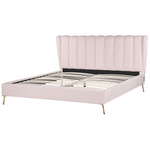 Bett mit Lattenrost Samtstoff MIRIBEL 180 x 200 cm Pastellrosa