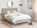 Bett mit Lattenrost Samtstoff MIRIBEL 140 x 200 cm Taupe