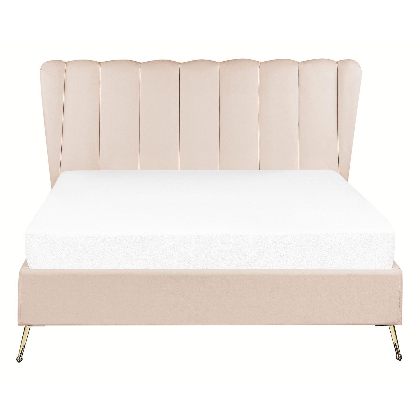 Bett mit Lattenrost Samtstoff MIRIBEL 140 x 200 cm Beige