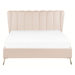 Bett mit Lattenrost Samtstoff MIRIBEL 140 x 200 cm Beige