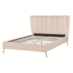 Bett mit Lattenrost Samtstoff MIRIBEL 140 x 200 cm Beige