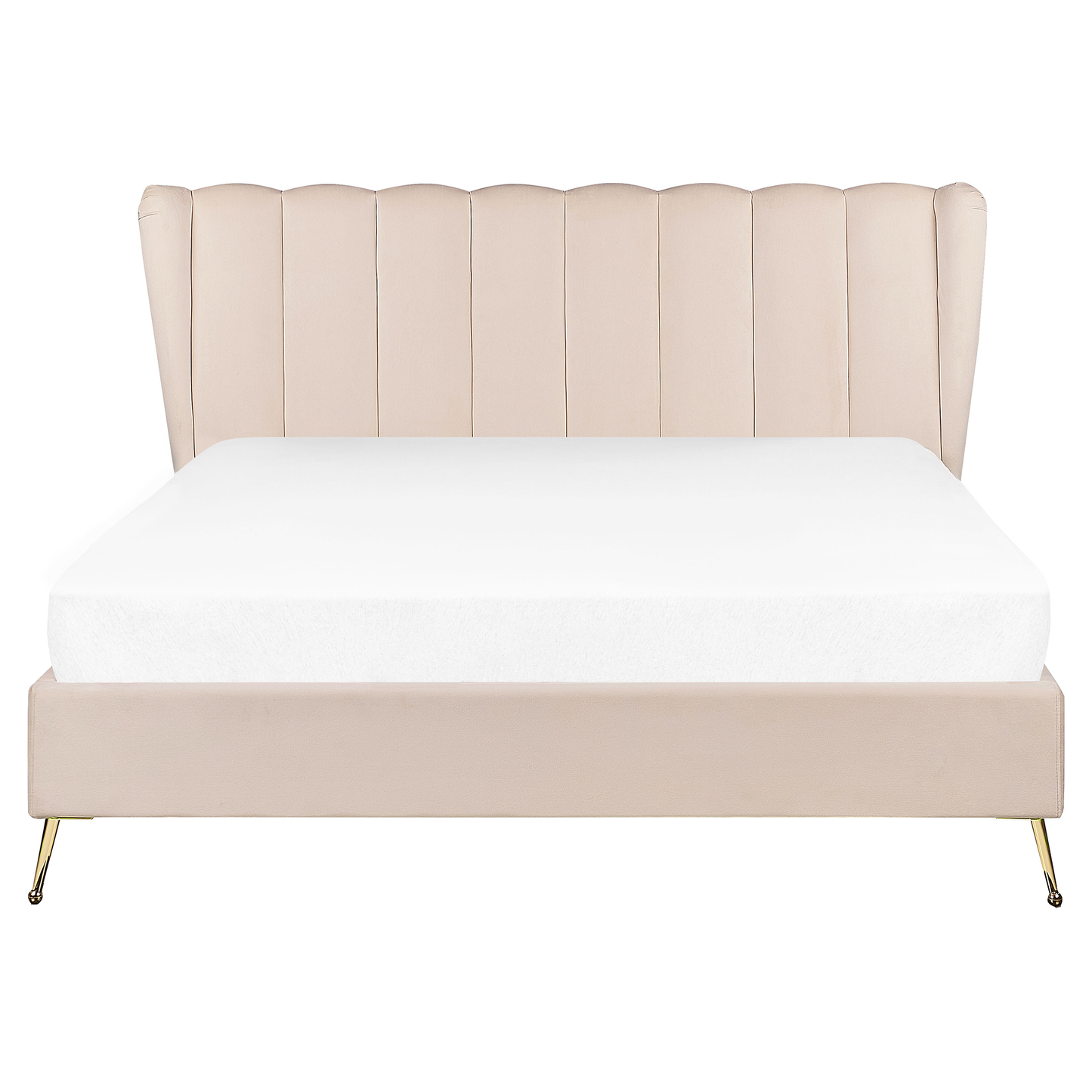 Bett mit Lattenrost Samtstoff MIRIBEL 160 x 200 cm Beige