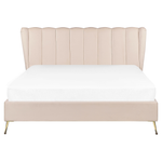 Bett mit Lattenrost Samtstoff MIRIBEL 160 x 200 cm Beige