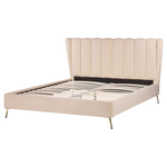 Bett mit Lattenrost Samtstoff MIRIBEL 160 x 200 cm Beige