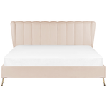 Bett mit Lattenrost Samtstoff MIRIBEL 180 x 200 cm Beige