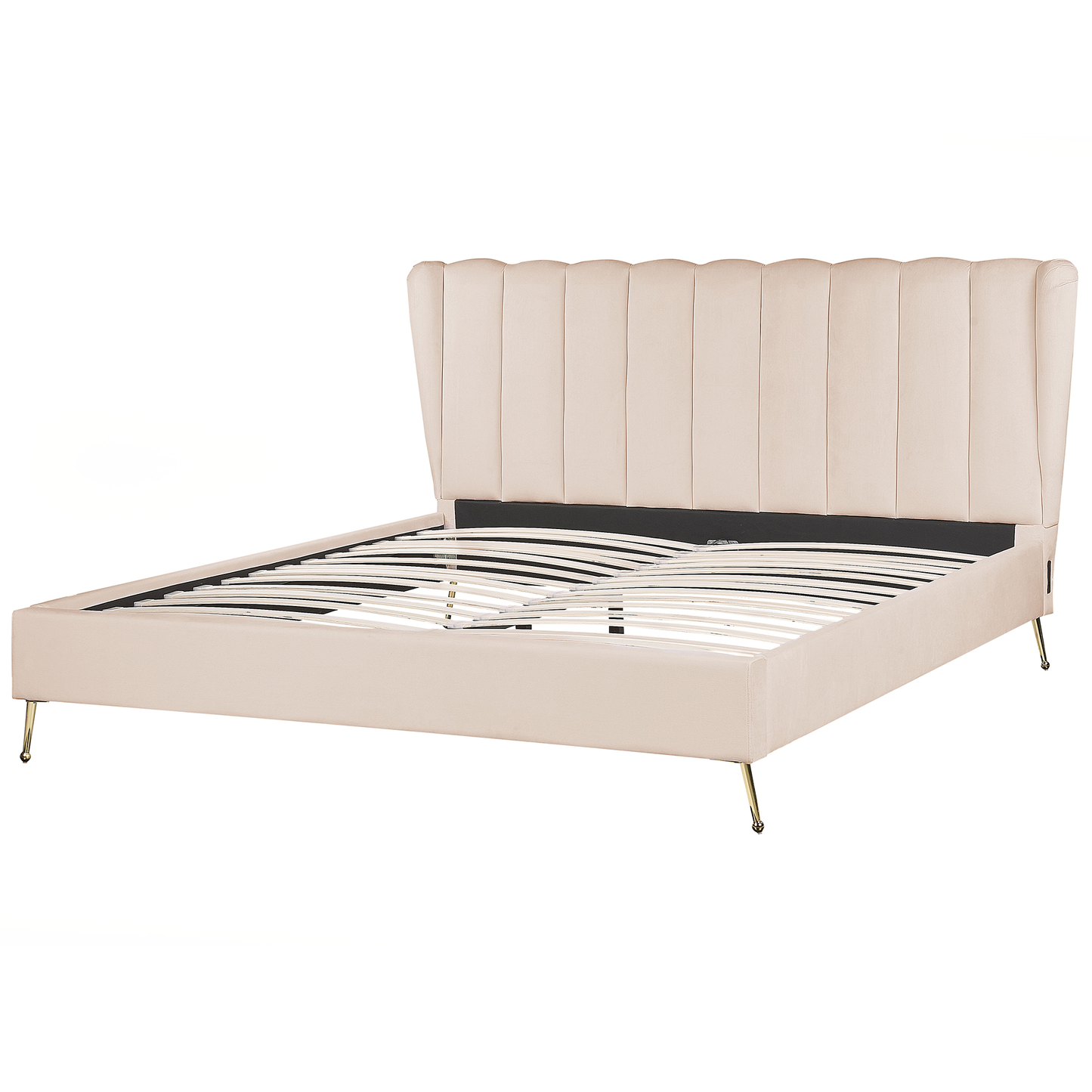 Bett mit Lattenrost Samtstoff MIRIBEL 180 x 200 cm Beige