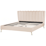 Bett mit Lattenrost Samtstoff MIRIBEL 180 x 200 cm Beige