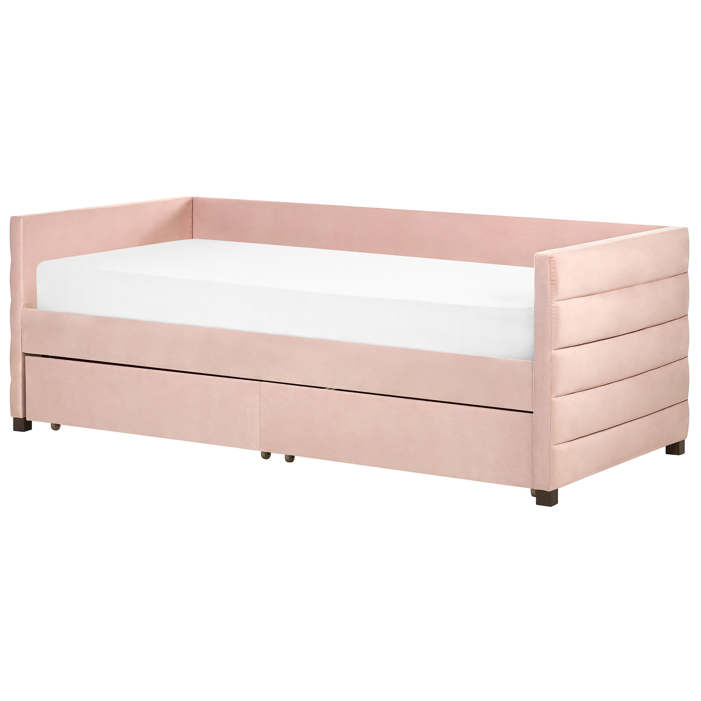 Tagesbett mit Stauraum Samtstoff MARRAY 90 x 200 cm Pastellrosa