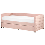 Tagesbett mit Stauraum Samtstoff MARRAY 90 x 200 cm Pastellrosa