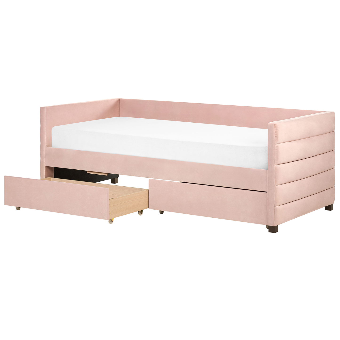 Tagesbett mit Stauraum Samtstoff MARRAY 90 x 200 cm Pastellrosa