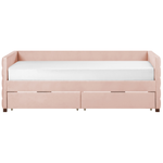 Tagesbett mit Stauraum Samtstoff MARRAY 90 x 200 cm Pastellrosa