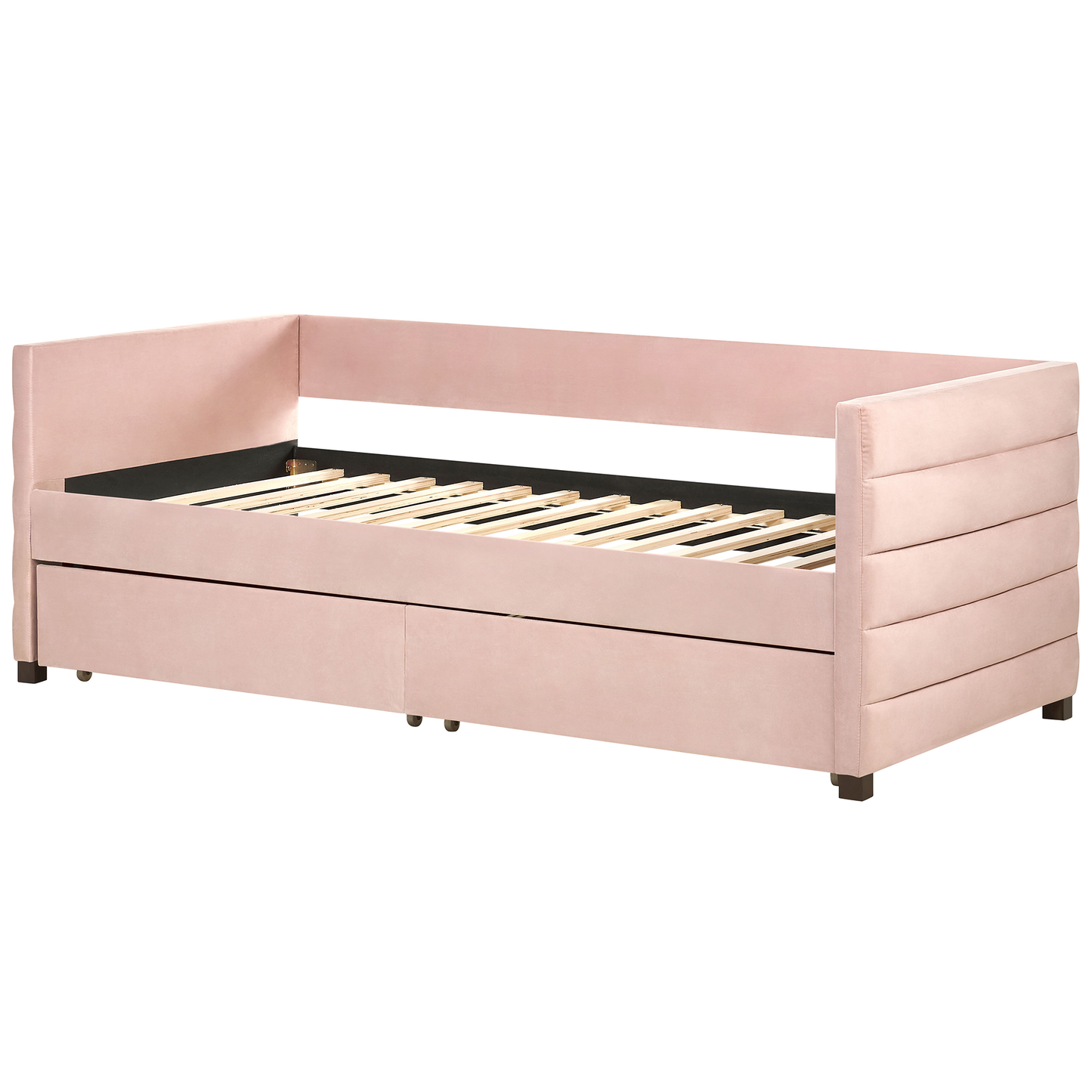 Tagesbett mit Stauraum Samtstoff MARRAY 90 x 200 cm Pastellrosa