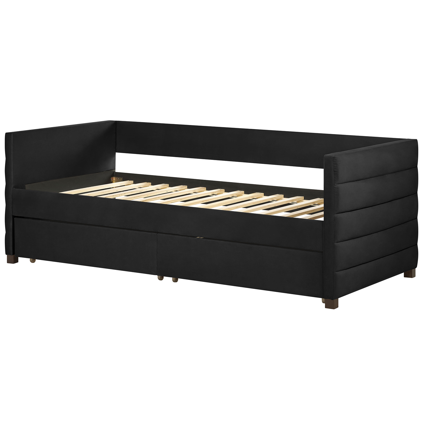 Tagesbett mit Stauraum Samtstoff MARRAY 90 x 200 cm Schwarz