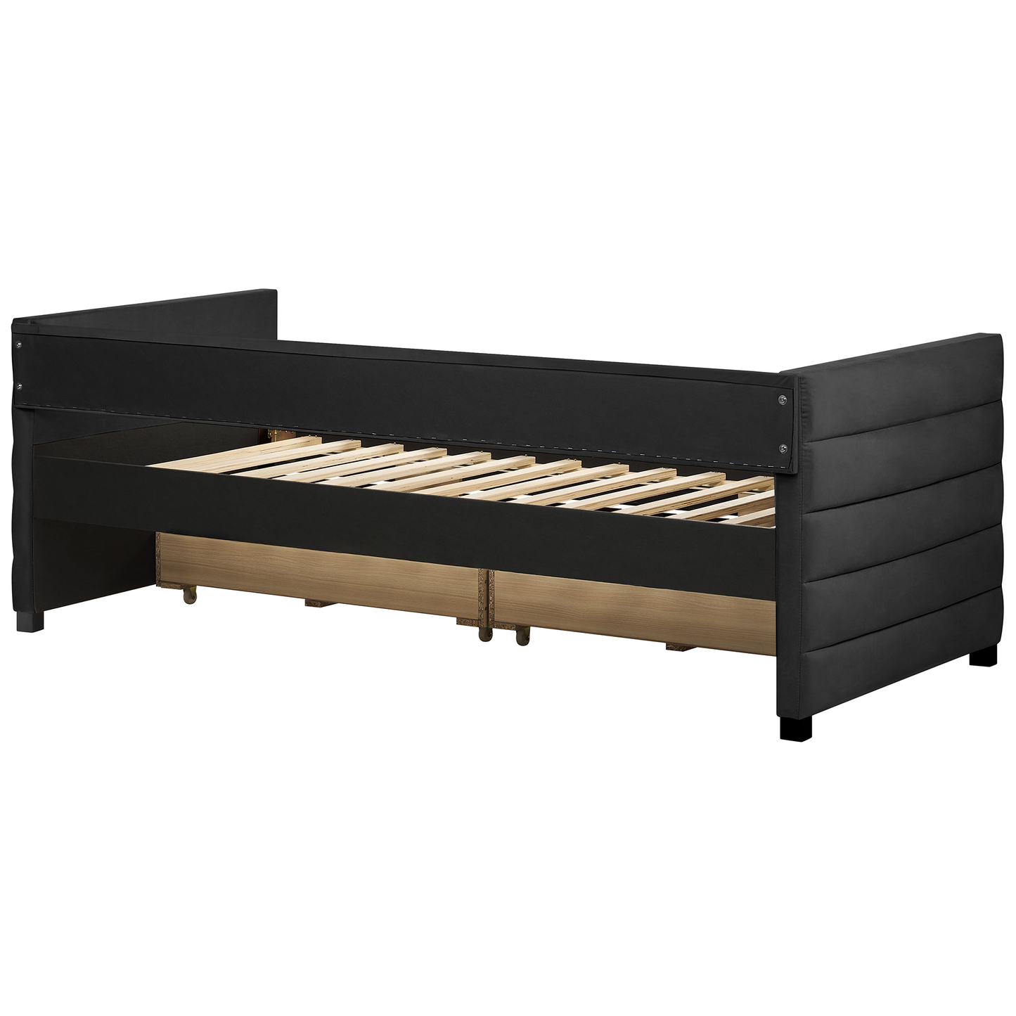Tagesbett mit Stauraum Samtstoff MARRAY 90 x 200 cm Schwarz