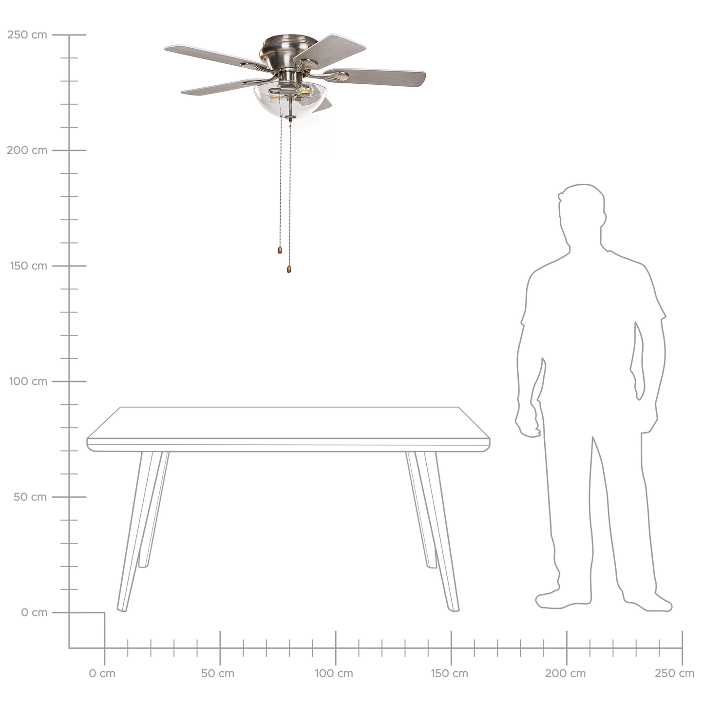 Deckenventilator mit Licht SIRAMA Silber