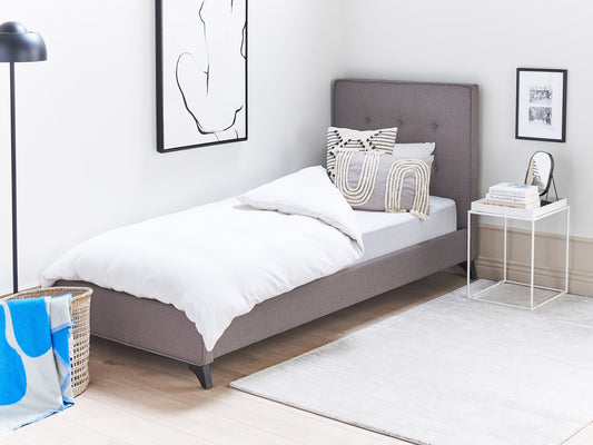 Bett mit Lattenrost Stoff AMBASSADOR 90 x 200 cm Grau