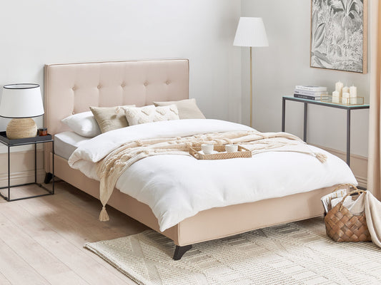 Bett mit Lattenrost Stoff AMBASSADOR 140 x 200 cm Beige