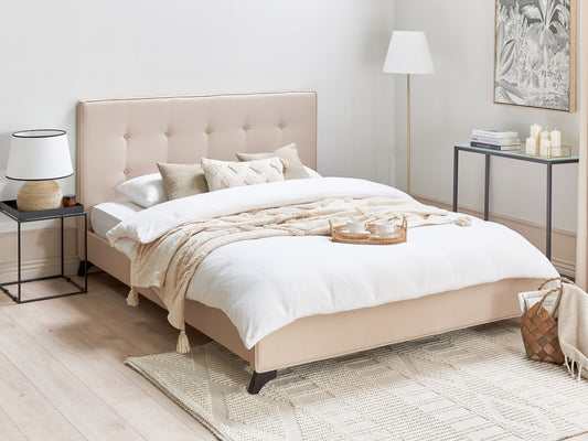 Bett mit Lattenrost Stoff AMBASSADOR 160 x 200 cm Beige