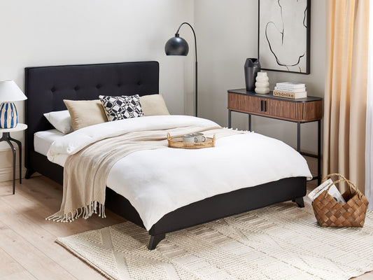 Bett mit Lattenrost Stoff AMBASSADOR 140 x 200 cm Schwarz