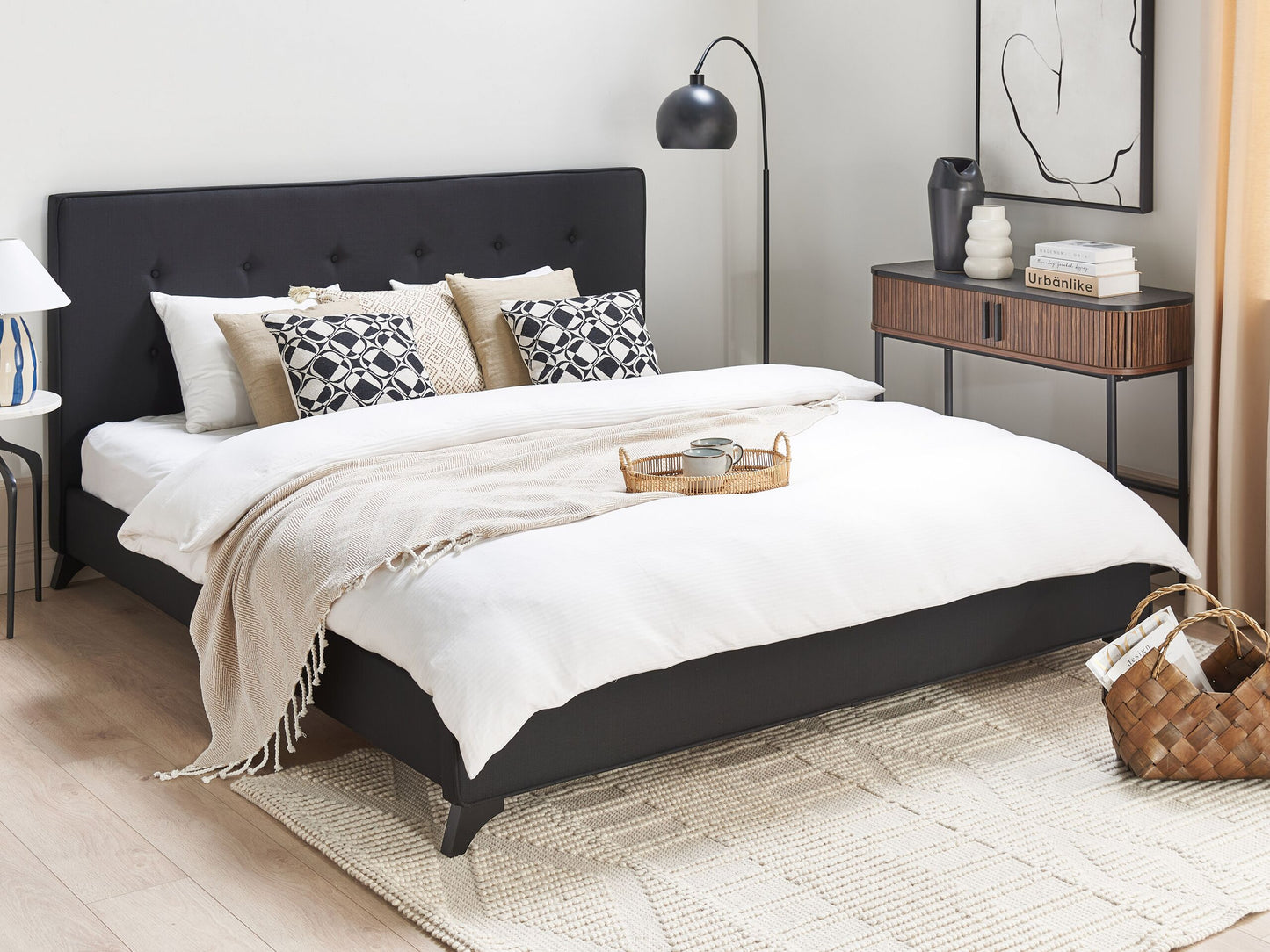 Bett mit Lattenrost Stoff AMBASSADOR 180 x 200 cm Schwarz