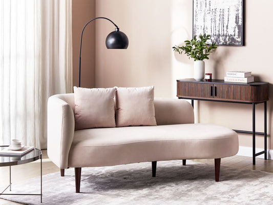 Chaiselongue Samtstoff pastellrosa linksseitig CHAUMONT