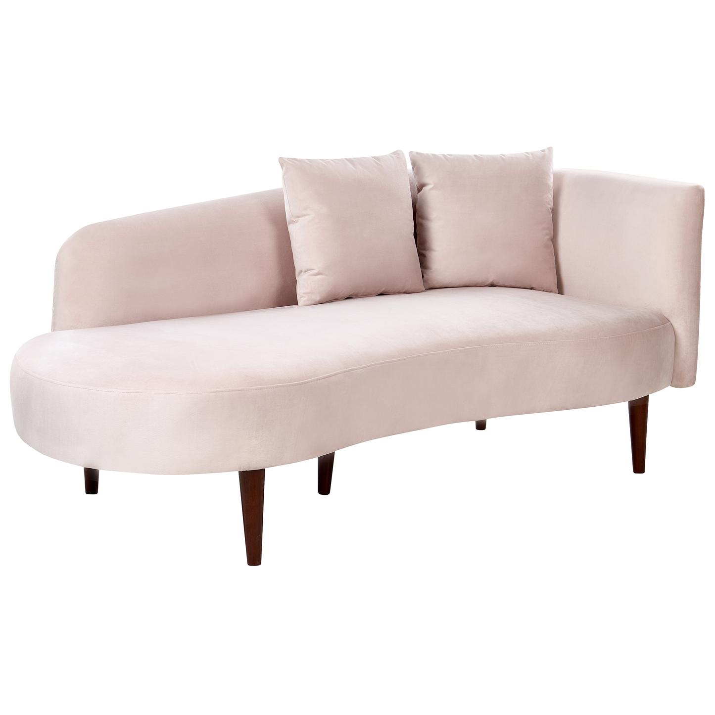Chaiselongue Samtstoff pastellrosa rechtsseitig CHAUMONT
