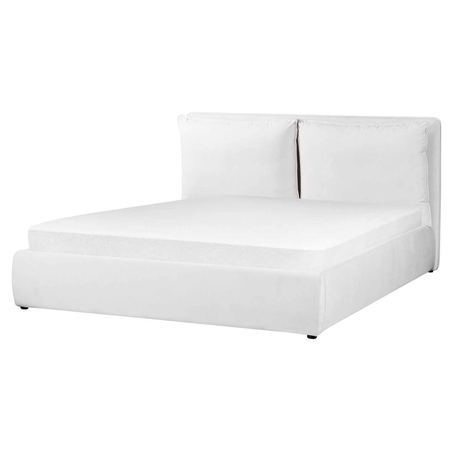 Bett mit Stauraum Samtstoff BAJONNA 160 x 200 cm Weiss