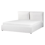 Bett mit Stauraum Samtstoff BAJONNA 160 x 200 cm Weiss