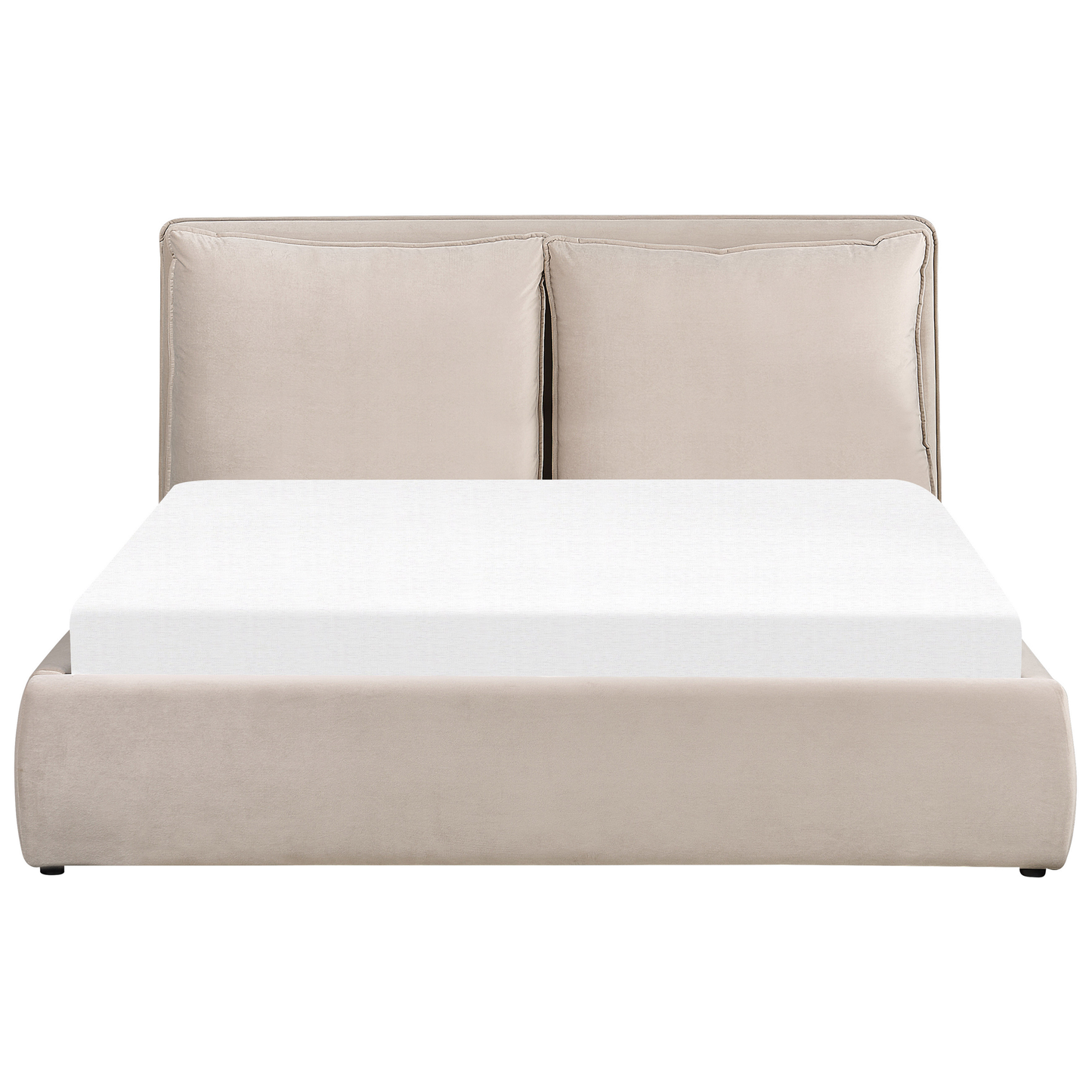 Bett mit Stauraum Samtstoff BAJONNA 160 x 200 cm Beige
